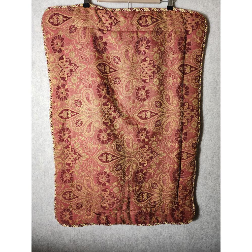 DIVATEX Red Gold Paisley Design Thick Rope Border Soft KING Pillow Sham Set of 2